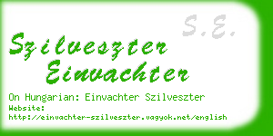 szilveszter einvachter business card